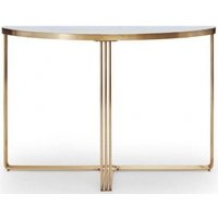 Product photograph of Finn White Marble And Brass Metal Half Moon Console Table from Choice Furniture Superstore