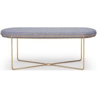 Product photograph of Finn Pewter Woven Upholstered And Brass Brushed Oval Stool from Choice Furniture Superstore