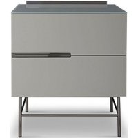 Product photograph of Alberto Grey And Chrome Metal 2 Drawer Bedside Cabinet from Choice Furniture Superstore