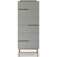 Product photograph of Alberto Grey And Brass Metal 6 Drawer Tall Chest from Choice Furniture Superstore