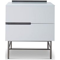 Product photograph of Alberto White And Chrome Metal 2 Drawer Bedside Cabinet from Choice Furniture Superstore
