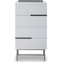 Product photograph of Alberto White And Chrome Metal 4 Drawer Narrow Chest from Choice Furniture Superstore