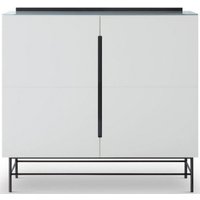 Product photograph of Alberto White And Chrome Metal 2 Door Small Sideboard - 110cm from Choice Furniture Superstore