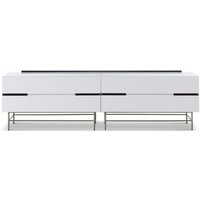 Product photograph of Alberto White And Chrome Metal Low Sideboard - 220cm from Choice Furniture Superstore