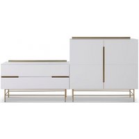 Product photograph of Alberto White And Brass Metal Combo Sideboard from Choice Furniture Superstore
