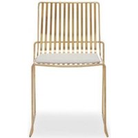 Product photograph of 2 X Finn Natural Woven Fabric And Brass Metal Stacking Dining Chair from Choice Furniture Superstore