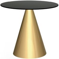 Product photograph of Oscar Black Glass 2 Seater Round Dining Table With Brass Cone Base from Choice Furniture Superstore