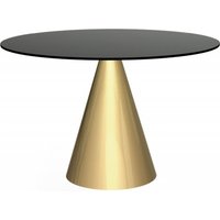 Product photograph of Oscar Black Glass 4 Seater Round Dining Table With Brass Cone Base from Choice Furniture Superstore