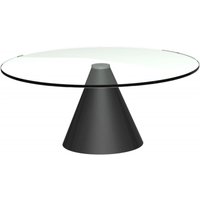 Product photograph of Oscar Clear Glass Round Coffee Table With Black Cone Base - 80cm from Choice Furniture Superstore