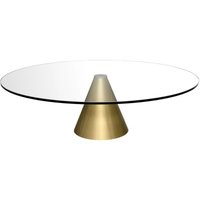 Product photograph of Oscar Clear Glass Round Coffee Table With Brass Cone Base - 80cm from Choice Furniture Superstore