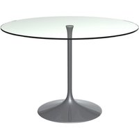 Product photograph of Swan Clear Glass 4 Seater Round Dining Table With Chrome Tulip Base from Choice Furniture Superstore