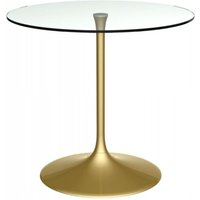 Product photograph of Swan Clear Glass 2 Seater Round Dining Table With Brass Tulip Base from Choice Furniture Superstore