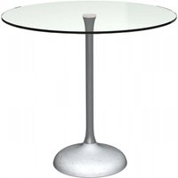 Product photograph of Swan Clear Glass And Chrome Column 2 Seater Round Dining Table With Concrete Base from Choice Furniture Superstore