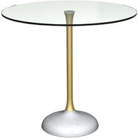 Product photograph of Swan Clear Glass And Brass Column 2 Seater Round Dining Table With Concrete Base from Choice Furniture Superstore
