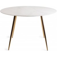 Product photograph of Bentley Designs Francesca White Marble Effect Tempered Glass 4 Seater Round Dining Table from Choice Furniture Superstore