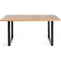 Product photograph of Bentley Designs Ramsay Oak Melamine 6 Seater Dining Table With Black U Shape Legs from Choice Furniture Superstore