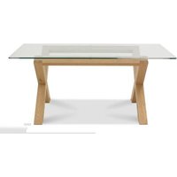 Product photograph of Bentley Designs Turin Light Oak Glass Top 6 Seater Rectangular Dining Table from Choice Furniture Superstore