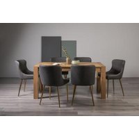 Product photograph of Bentley Designs Turin Light Oak 6 Seater Dining Table With 6 Cezanne Dark Grey Faux Leather Chairs - Gold Legs from Choice Furniture Superstore