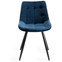 Product photograph of 2 X Bentley Designs Seurat Blue Velvet Fabric Dining Chair With Black Legs from Choice Furniture Superstore