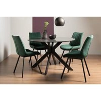 Product photograph of Bentley Designs Hirst Grey Painted Glass 4 Seater Dining Table With 4 Fontana Green Velvet Chairs from Choice Furniture Superstore