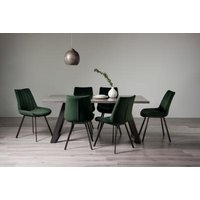Product photograph of Bentley Designs Hirst Grey Painted Glass 6 Seater Dining Table With 6 Fontana Green Velvet Chairs from Choice Furniture Superstore