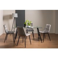Product photograph of Bentley Designs Martini Clear Glass 6 Seater Dining Table With 4 Mondrian Grey Velvet Chairs from Choice Furniture Superstore