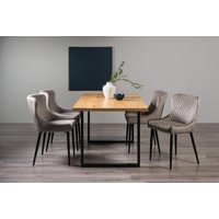 Product photograph of Bentley Designs Ramsay Oak Melamine 6 Seater Dining Table - U Leg With 4 Cezanne Grey Velvet Chairs - Black Legs from Choice Furniture Superstore