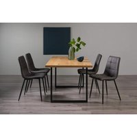 Product photograph of Bentley Designs Ramsay Oak Melamine 6 Seater Dining Table - U Leg With 4 Mondrian Dark Grey Faux Leather Chairs from Choice Furniture Superstore