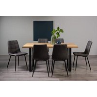 Product photograph of Bentley Designs Ramsay Oak Melamine 6 Seater Dining Table - U Leg With 6 Mondrian Dark Grey Faux Leather Chairs from Choice Furniture Superstore