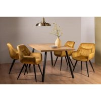 Product photograph of Bentley Designs Ramsay Oak Melamine 6 Seater Dining Table With 4 Dali Mustard Velvet Chairs from Choice Furniture Superstore