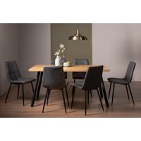 Product photograph of Bentley Designs Ramsay Oak Melamine 6 Seater Dining Table With 6 Mondrian Dark Grey Faux Leather Chairs from Choice Furniture Superstore