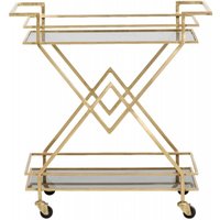 Product photograph of Nordal Gold And Black Glass Trolley Table from Choice Furniture Superstore