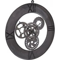 Product photograph of Factory Black Metal Industiral Round Wall Clock from Choice Furniture Superstore