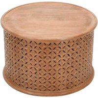Product photograph of Carved Mango Wood Round Coffee Table from Choice Furniture Superstore