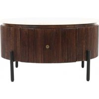 Product photograph of Fluted White Marble Top Storage Round Coffee Table from Choice Furniture Superstore