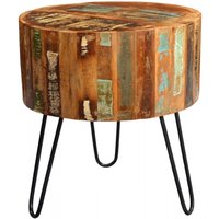 Product photograph of Reclaimed Wood Round Side Table from Choice Furniture Superstore