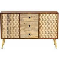 Product photograph of Mango Wood Geomatric 130cm Medium Sideboard from Choice Furniture Superstore
