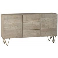 Product photograph of Light Mango Wood 160cm Large Sideboard - Hairpin Legs With Gold Geomatric Inlay from Choice Furniture Superstore