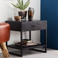 Product photograph of Metalica Industrial Style Black 1 Drawer Lamp Table from Choice Furniture Superstore