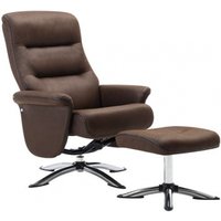 Product photograph of Texas Brown Faux Leather Swivel Recliner Chair With Footstool from Choice Furniture Superstore