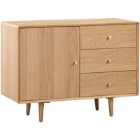 Product photograph of Jenson Light Oak 1 Door 3 Drawer Small Sideboard - 100cm from Choice Furniture Superstore