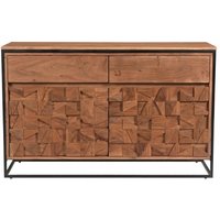 Product photograph of Axis Carved Acacia Wood 2 Door Small Sideboard from Choice Furniture Superstore