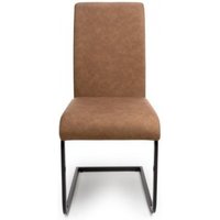 Product photograph of 2 X Loft Tan Brown Faux Leather Cantilever Dining Chair from Choice Furniture Superstore