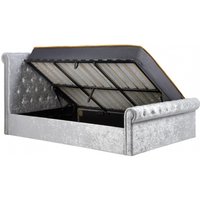 Product photograph of Sienna Steel Crushed Velvet Fabric Side Ottoman Storage Bed - Sizes Available from Choice Furniture Superstore