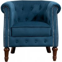 Product photograph of Freya Blue Velvet Fabric Accent Chair from Choice Furniture Superstore