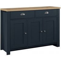 Product photograph of Highgate Blue And Oak Effect Small Sideboard - 3 Doors from Choice Furniture Superstore
