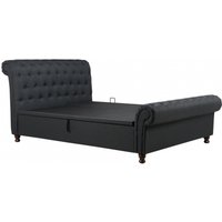 Product photograph of Castello Charcoal Fabric Side Sleigh Ottoman Storage Bed - Sizes Available from Choice Furniture Superstore