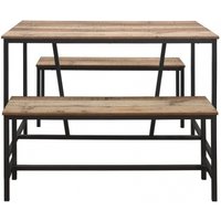 Product photograph of Urban Rustic Wood Effect Industrial Style Kitchen Dining Set With 2 Benches from Choice Furniture Superstore