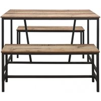 Product photograph of Birlea Urban Rustic Dining Table And 2 Bench With Metal Frame from Choice Furniture Superstore