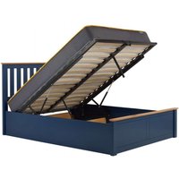 Product photograph of Phoenix Navy Blue Wood Ottoman Storage Bed - Sizes Available from Choice Furniture Superstore